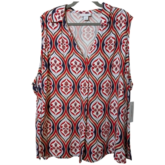 Liz Claiborne 3X Sleeveless V Neck Blouse NWT - Picture 2 of 6